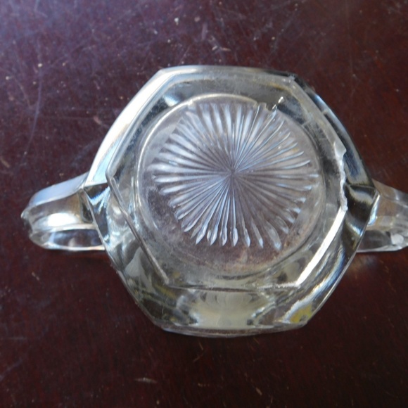 Glass Sugar Bowl Double Handled Star Blast - Picture 4 of 4